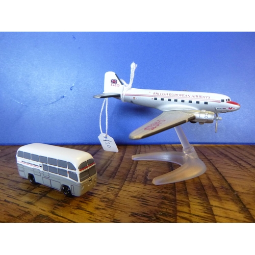 576 - A Bea G-AGZD Corgi Model on Stand with BEA Passenger Transport Bus