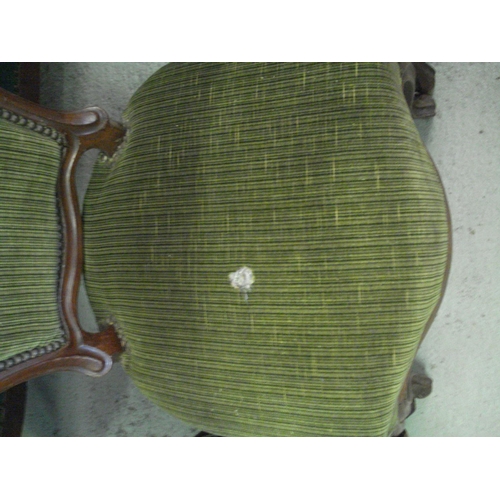 20 - Antique Louis 14th Style 3 Seat Sofa and 4x Matching Green Velvet Upholstered Salon Set  ( wear and ... 