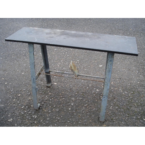 33 - Metal Framed Heavy Workbench/Table with Slate Top approx. 122cm L x 51cm D x 82cm H