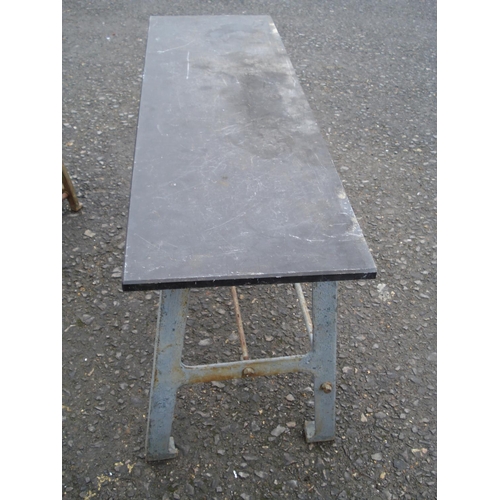 33 - Metal Framed Heavy Workbench/Table with Slate Top approx. 122cm L x 51cm D x 82cm H