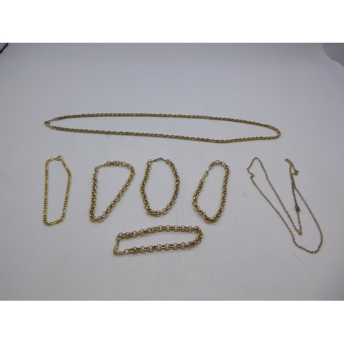 38A - 7 x Yellow Metal Chains