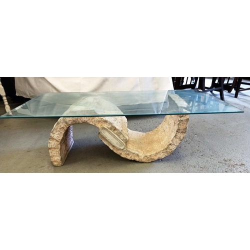 114 - Modern Designer Coffee Table ( Some Chipping to Glass Top as Pictured) 120 x 60 x 35cm