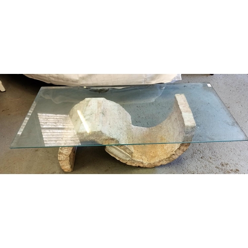 114 - Modern Designer Coffee Table ( Some Chipping to Glass Top as Pictured) 120 x 60 x 35cm