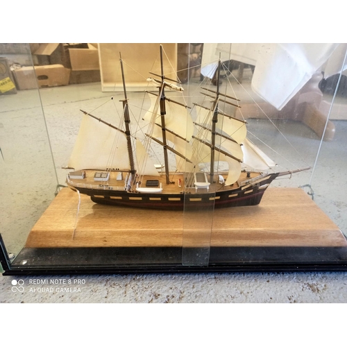 118 - Model Boat in Glass Display Case 64 x 26 x 45cm (inc Case)