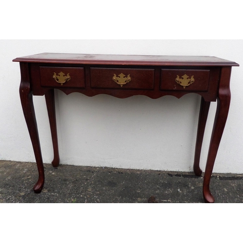 120 - Side/ Hall Table with Tree Drawers and Brass Handles 69 x 30 x 92cm