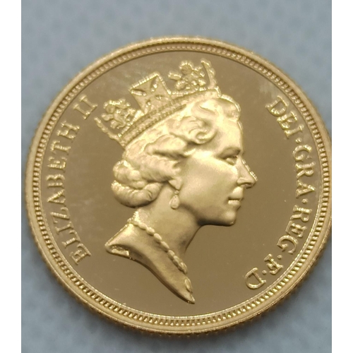 2 - 1996 Gold Sovereign Issued in Proof Form Only (7500) Queen Elizabeth II Third Head (Maklouf)