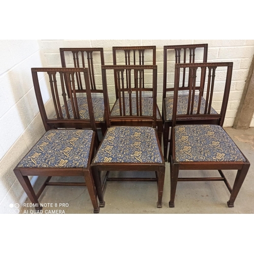 99 - On Behalf of Stoke St Michael War Memorial Hall Charity - 6 Mahogany Dining Chairs with Blue Upholst... 
