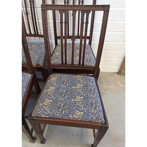 99 - On Behalf of Stoke St Michael War Memorial Hall Charity - 6 Mahogany Dining Chairs with Blue Upholst... 