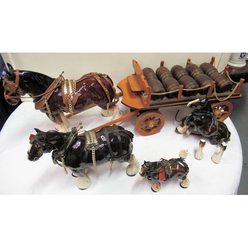 46 - 4 x Shire Horse Ornaments ( one has a broken leg)