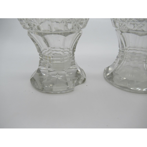 111a - A Matching Pair of Cut Glass and Silver Hallmarked Lidded Scent Bottles ( some chipping as pictured)