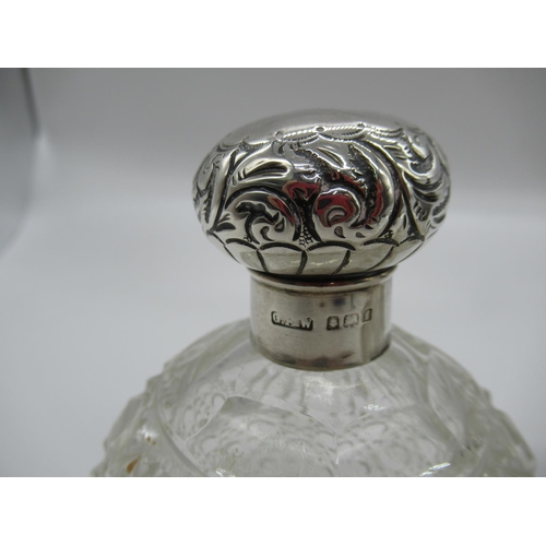 111b - A Cut Glass and Silver Topped Scent and Atomiser Set ( Missing Pump)