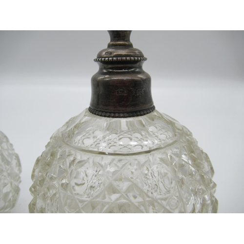 111b - A Cut Glass and Silver Topped Scent and Atomiser Set ( Missing Pump)