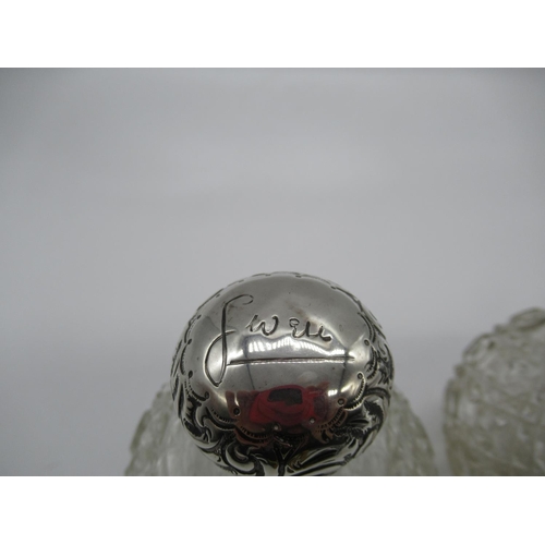 111b - A Cut Glass and Silver Topped Scent and Atomiser Set ( Missing Pump)