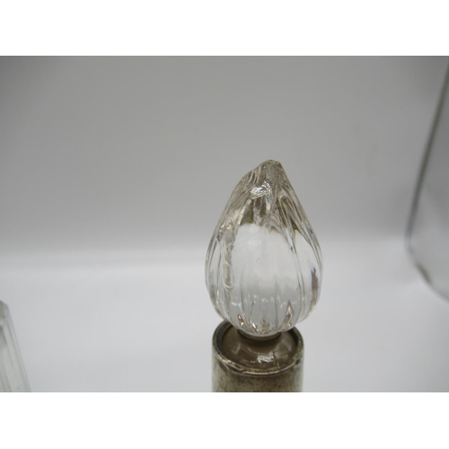 111c - 3 x Cut Glass Victorian Scent Bottles with Silver Tops/ Collars