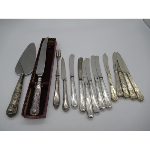 111f - An Assortment of Silver Hallmarked Handled Knives etc.