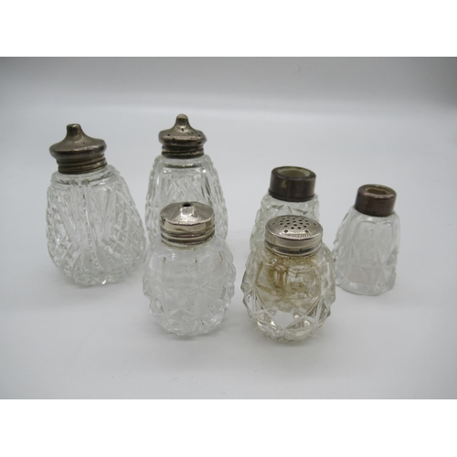 111h - A Collection of Cut Glass and Silver Topped Salt and Pepper Pots