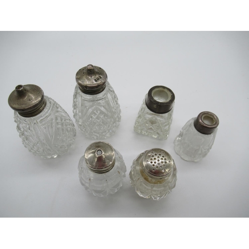 111h - A Collection of Cut Glass and Silver Topped Salt and Pepper Pots