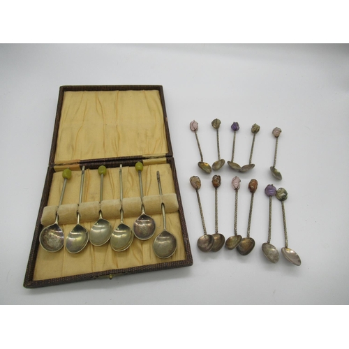 113c - An Assortment of Coffee Spoons with Semi Precious Stone Handles etc.