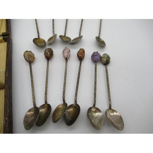 113c - An Assortment of Coffee Spoons with Semi Precious Stone Handles etc.