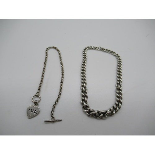 94b - Hallmarked Silver Bracelet - Each Linked Marked Silver and .925 I Love You Bracelet  35.9 Grams Tota... 