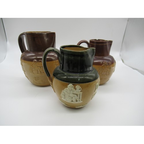 93a - Royal Doulton Lambethware and Dewars Whiskey Salt Glazed Water Jugs Early 1900's