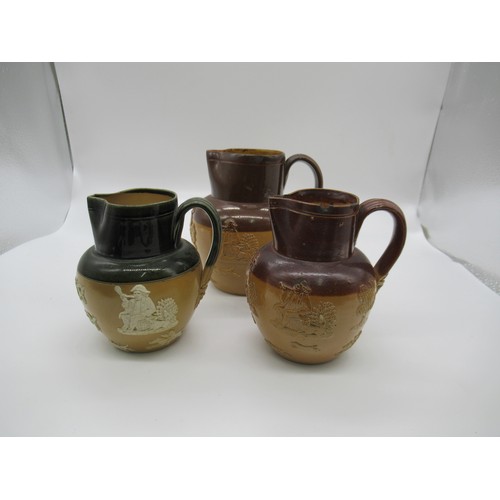 93a - Royal Doulton Lambethware and Dewars Whiskey Salt Glazed Water Jugs Early 1900's