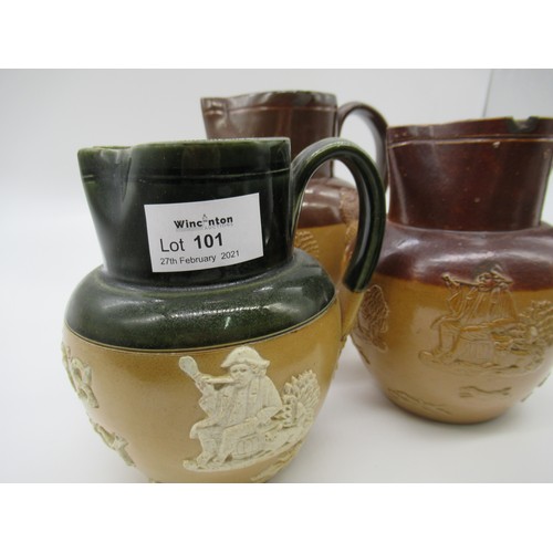 93a - Royal Doulton Lambethware and Dewars Whiskey Salt Glazed Water Jugs Early 1900's