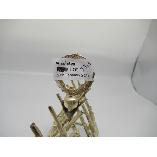 57b - A Silver Plated Toast Rack in the Form of 14 Rifles/ Crossed Muskets