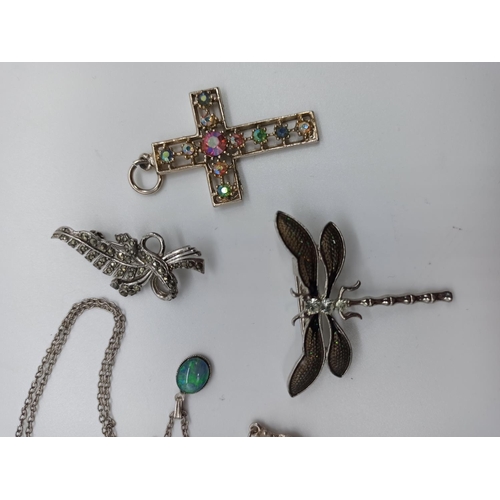 32d - A Marquisette Brooch, Bracelet Charm and Other White Metal Jewellery