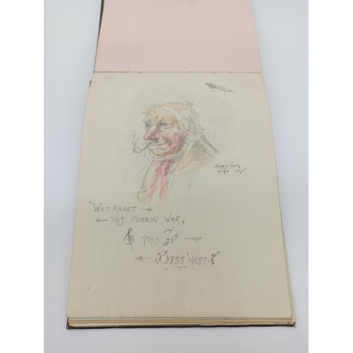 93b - A 1916 Autograph Album Including WWI Cartoons and Signatures of Australian Imperial Force 1919