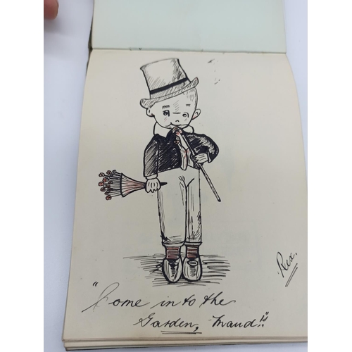 93b - A 1916 Autograph Album Including WWI Cartoons and Signatures of Australian Imperial Force 1919