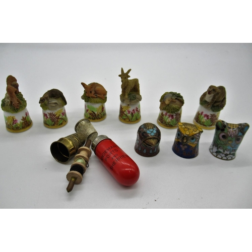 113f - 6 x Sutherlands Animal Thimbles Plus others Including Sandeman Ports and Sherries