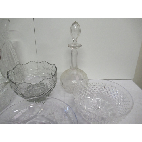 105b - A Good Lot of Cut Glass, Crystal Decanters, Fruit Bowls etc.