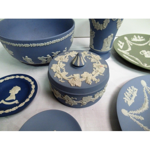 43a - A Collection of Wedgewood Jasperware inc. Trinket Pot, Bowl, Vase etc.