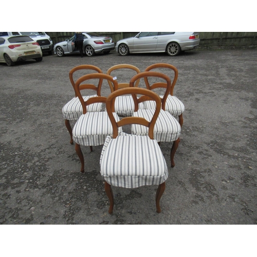 51 - 6 x Grange French Cherry Balloon Back Dining Chairs (With Covers - Requires Re-upholstery)