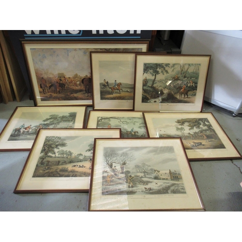 58 - 8 x Framed Prints of Fox Hunting etc. 1 x 92 x 52cm Unknown Artist.  7 x 57 x 47cm by Samuel Howett ... 