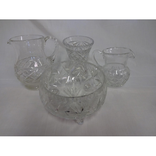 47a - 2 x Cut Glass Jugs , Bowl and Vase