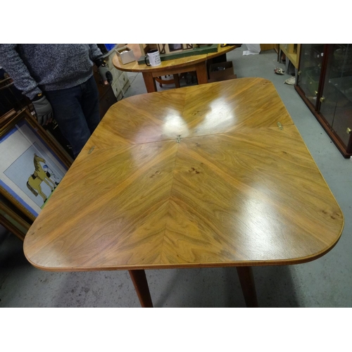 87 - A Mid Century Design Folding Yew Veneer Apprentice Piece Table Folded 59cm x 91cm x 75cm