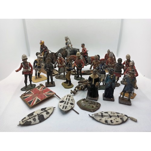 85A - A collection of solid metal soldiers, Bugle & Guido, Traditional Metal Toy and others. 24th Foot 187... 