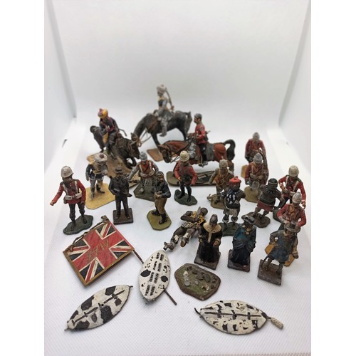 85A - A collection of solid metal soldiers, Bugle & Guido, Traditional Metal Toy and others. 24th Foot 187... 