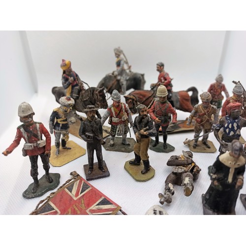 85A - A collection of solid metal soldiers, Bugle & Guido, Traditional Metal Toy and others. 24th Foot 187... 