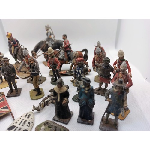 85A - A collection of solid metal soldiers, Bugle & Guido, Traditional Metal Toy and others. 24th Foot 187... 