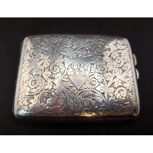 8B - A Hand Engraved Hallmarked Silver Cigarette Case 150gms