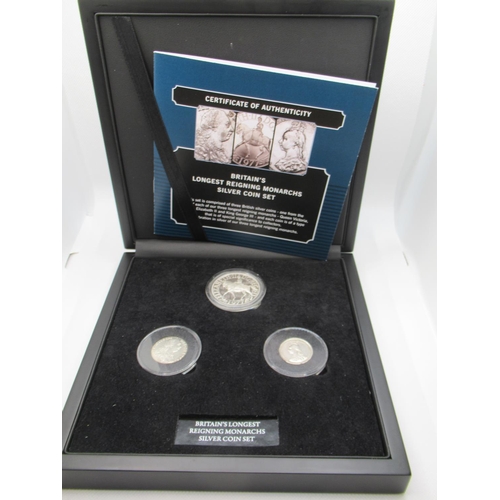 716 - Britain's Longest Reigning Monarch's Silver Coin Set - The Bradford Exchange. King George III Silver... 