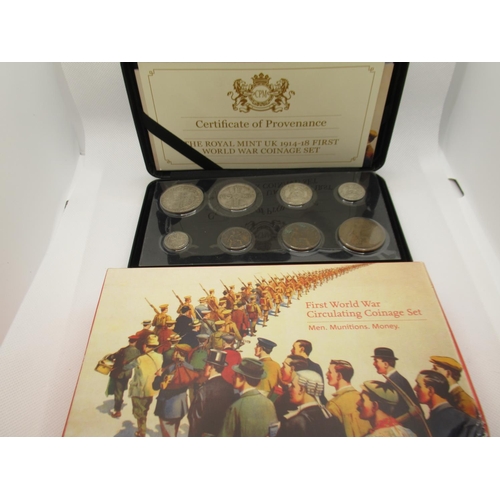 719 - Royal Mint - First World War Circulating Coin Set - Eight Coins Bearing the Portrait of King George ... 