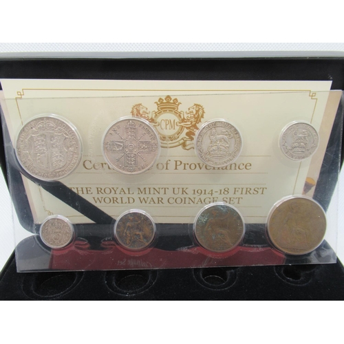 719 - Royal Mint - First World War Circulating Coin Set - Eight Coins Bearing the Portrait of King George ... 