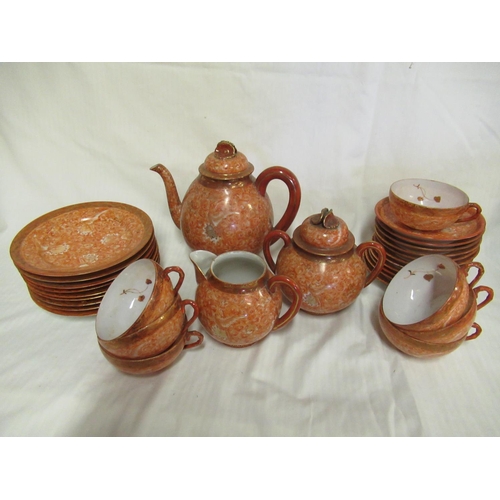 800 - A Very Fine Hand Painted Chinese Tea Sevice - 7 Cups ( 1 plate broken as pictured - repair to teapot... 