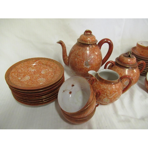 800 - A Very Fine Hand Painted Chinese Tea Sevice - 7 Cups ( 1 plate broken as pictured - repair to teapot... 