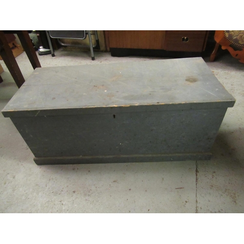 834 - A Grey Painted Pine Storage Box  (small amount of trim missing as pictured)