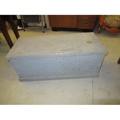 834 - A Grey Painted Pine Storage Box  (small amount of trim missing as pictured)